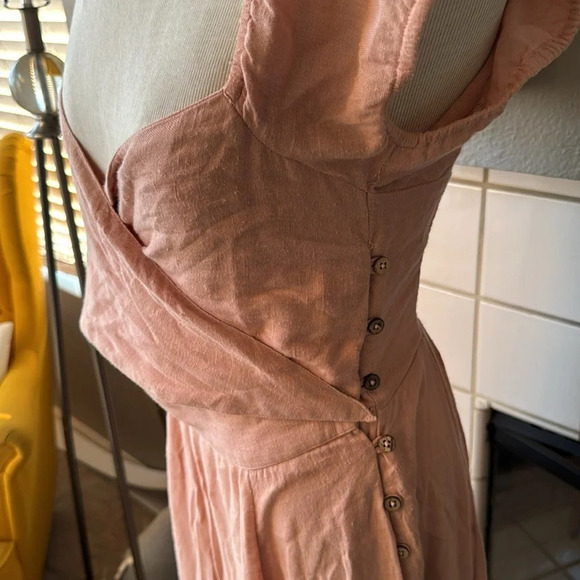 Free people cut out waist backless w/ wrap top small in a pinky peach color - Picture 5 of 12